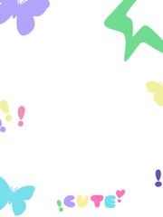 Obraz premium Colorful Butterfly and signage pattern on paper corner with white background. 