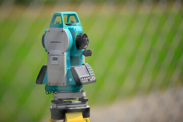 The theodolite on the construction site.