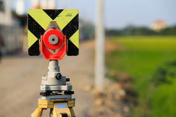 The theodolite on the construction site.