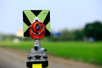 The theodolite on the construction site.