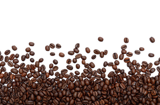 Fresh Roasted Coffee Beans Isolated on White. © Oleksandrum