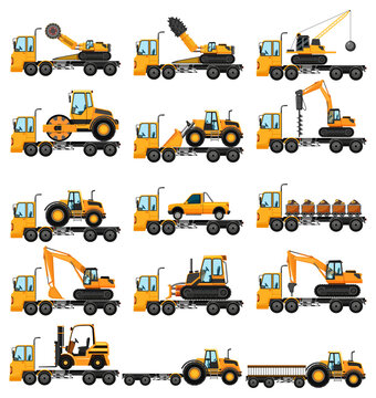 Different types of construction trucks