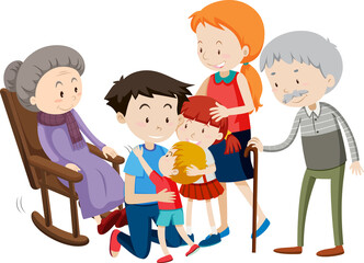 Member of family cartoon character on white background