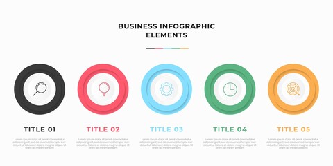 Presentation business infographic template with 5 options or steps. Modern infographic design template. Creative concept of five stages of business project
