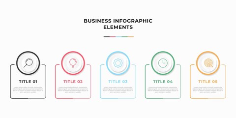 Presentation business infographic template with 5 options or steps. Modern infographic design template. Creative concept of five stages of business project
