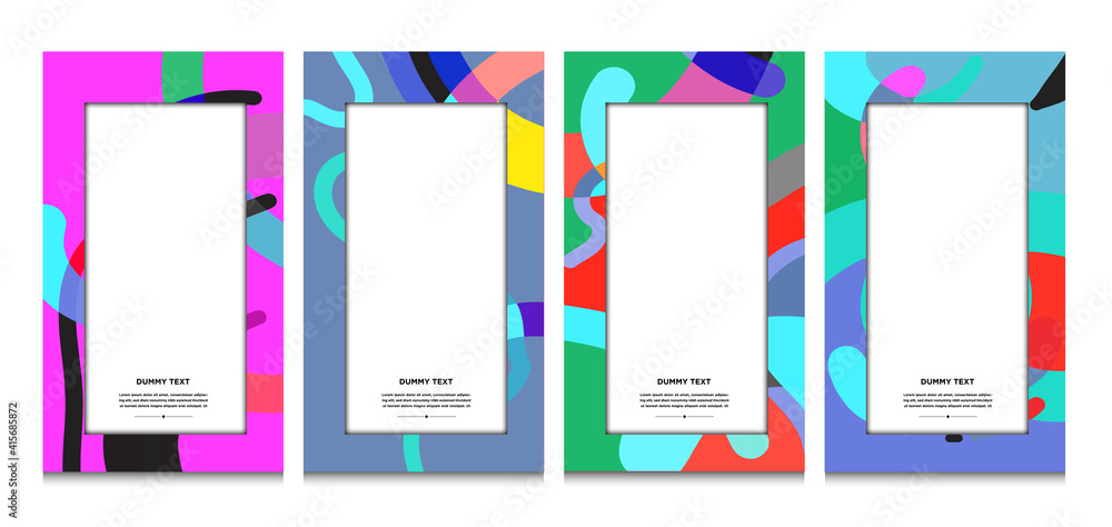 Aufkleber vector colorful geometric curve frame and border background for summer
