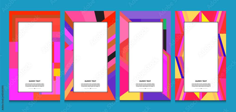 Aufkleber vector colorful geometric curve frame and border background for summer