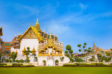 The Grand Palace of Thailand in Bangkok, built in 1782, made up of numerous buildings, halls,...