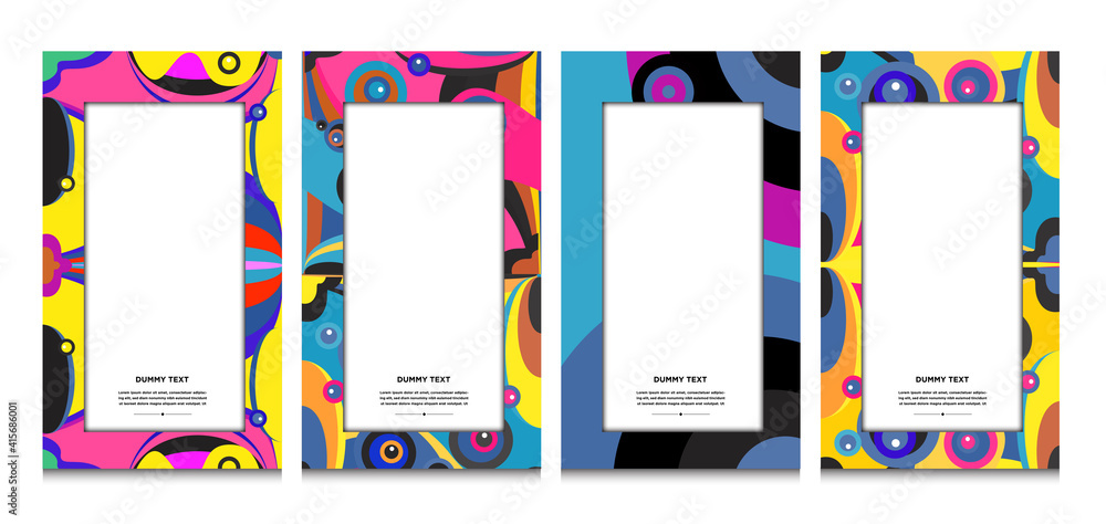 Aufkleber vector colorful geometric curve frame and border background for summer