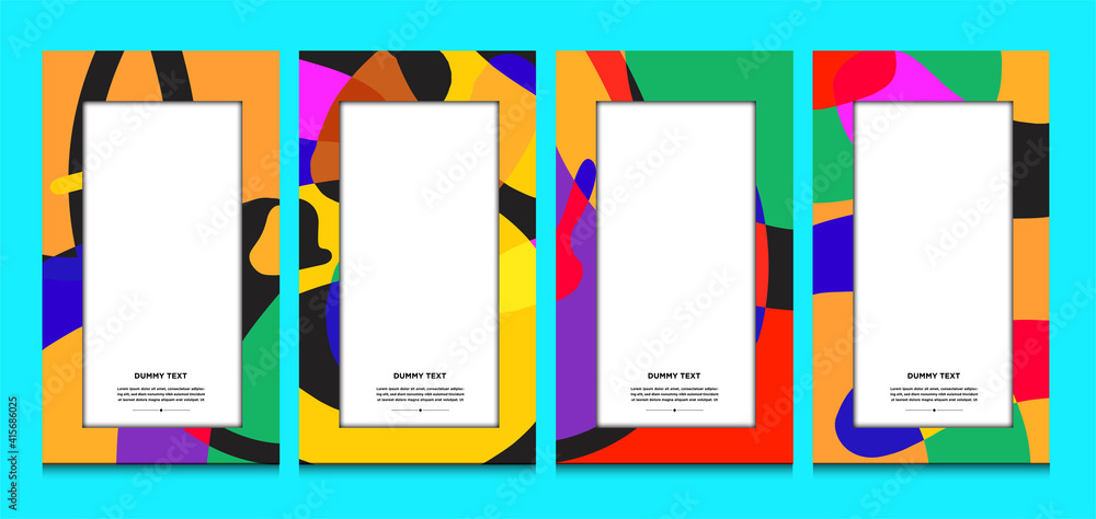 Aufkleber vector colorful geometric curve frame and border background for summer