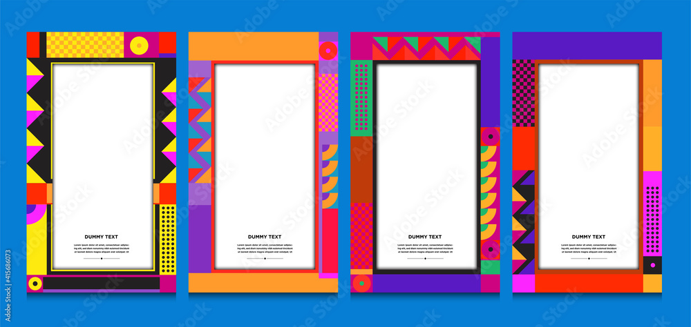 Aufkleber vector colorful geometric curve frame and border background for summer