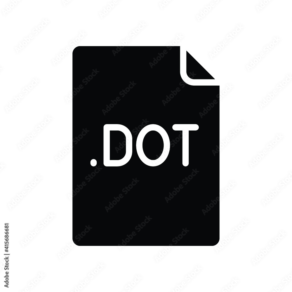 Fototapete DOT file format glyph icon. Linear style sign for mobile concept and web design. Simple solid symbol. Vector illustration isolated on white background. EPS 10.