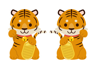 招き虎イラスト素材 : Maneki tiger illustration material