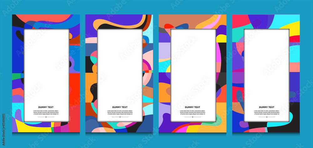 Poster vector colorful geometric curve frame and border background for summer