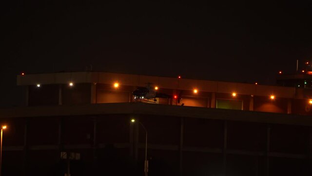 Police Helicopter lands on Rooftop