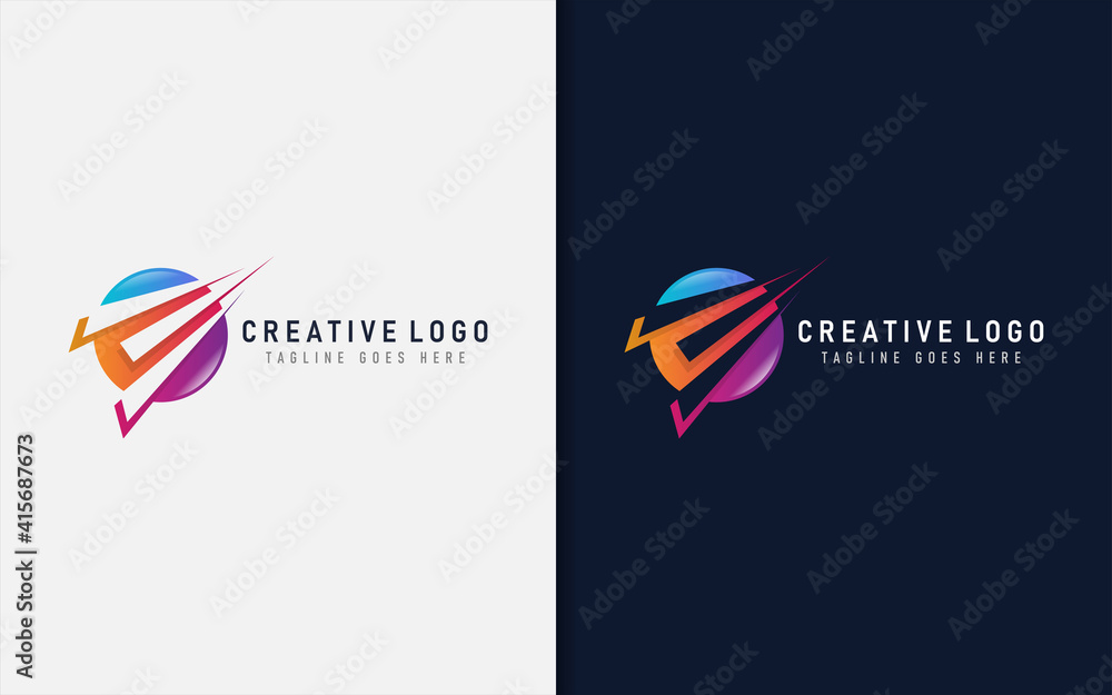 Poster Creative Logo Design With Circle and Modern Abstract Lines Combination. Usable For Business and Company. Vector Logo Illustration.