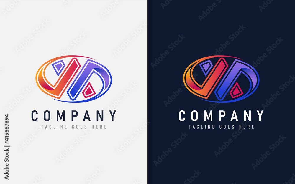 Poster abstract initial a and v combination logo design. usable for brand and company. vector logo illustra