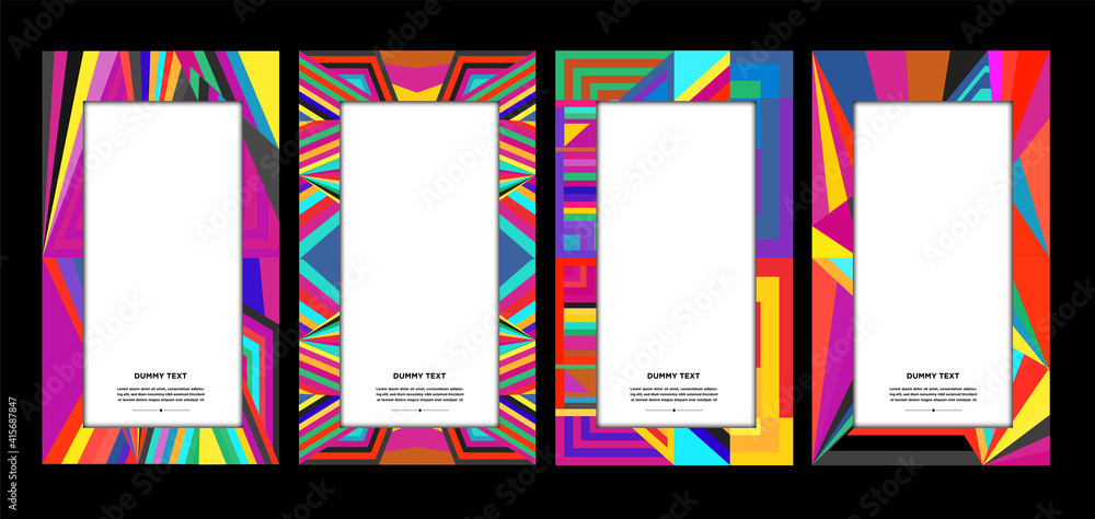 Aufkleber vector colorful geometric curve frame and border background for summer