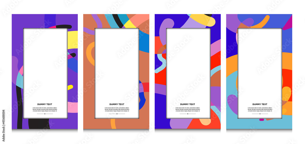 Aufkleber vector colorful geometric curve frame and border background for summer