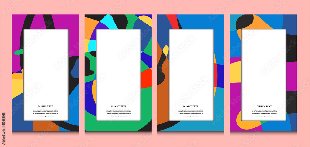Aufkleber vector colorful geometric curve frame and border background for summer
