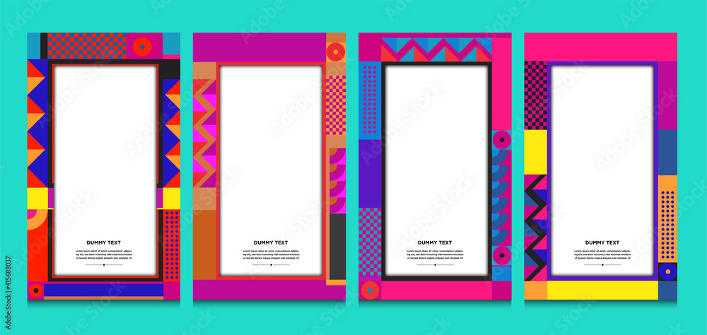Aufkleber vector colorful geometric curve frame and border background for summer