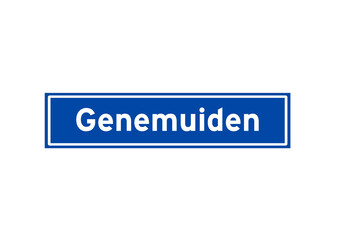 Genemuiden isolated Dutch place name sign. City sign from the Netherlands.