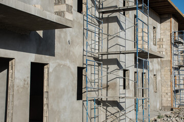 An unfinished construction project. the building is in progress and will be accommodation when complete