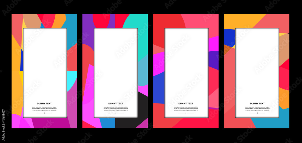 Aufkleber vector colorful geometric curve frame and border background for summer