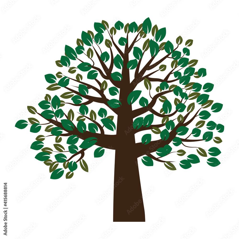 Poster lush green tree in abstract style. nature background vector. nature art. stock image.