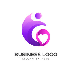 People logo and love design combination, charity icons