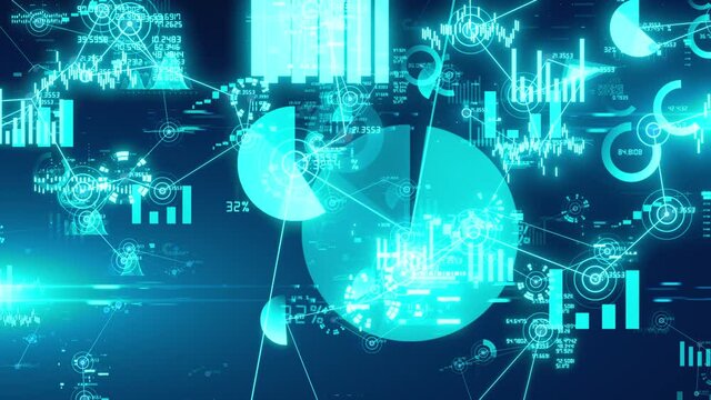 Node graphs and charts with data visualization and information