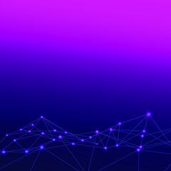 abstract molecular lines connection with dots network vector background