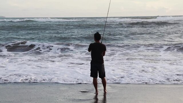fishing on the beach
