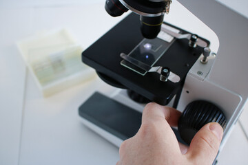 Fototapeta na wymiar microscope, biology, education, magnification device, medical research