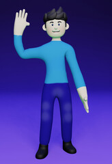 3d rendering flat illustration  character Alex  Say Hello
