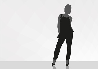 Fototapeta na wymiar female silhouette in a standing dress