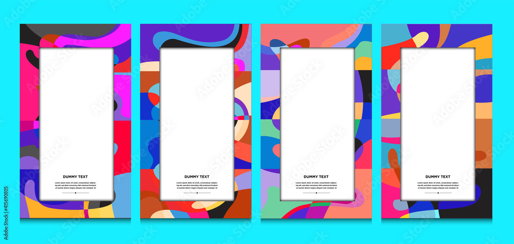 Aufkleber vector colorful geometric curve frame and border background for summer