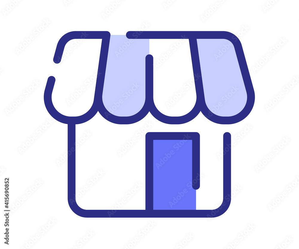 Poster market store shop single isolated icon with dash or dashed line style