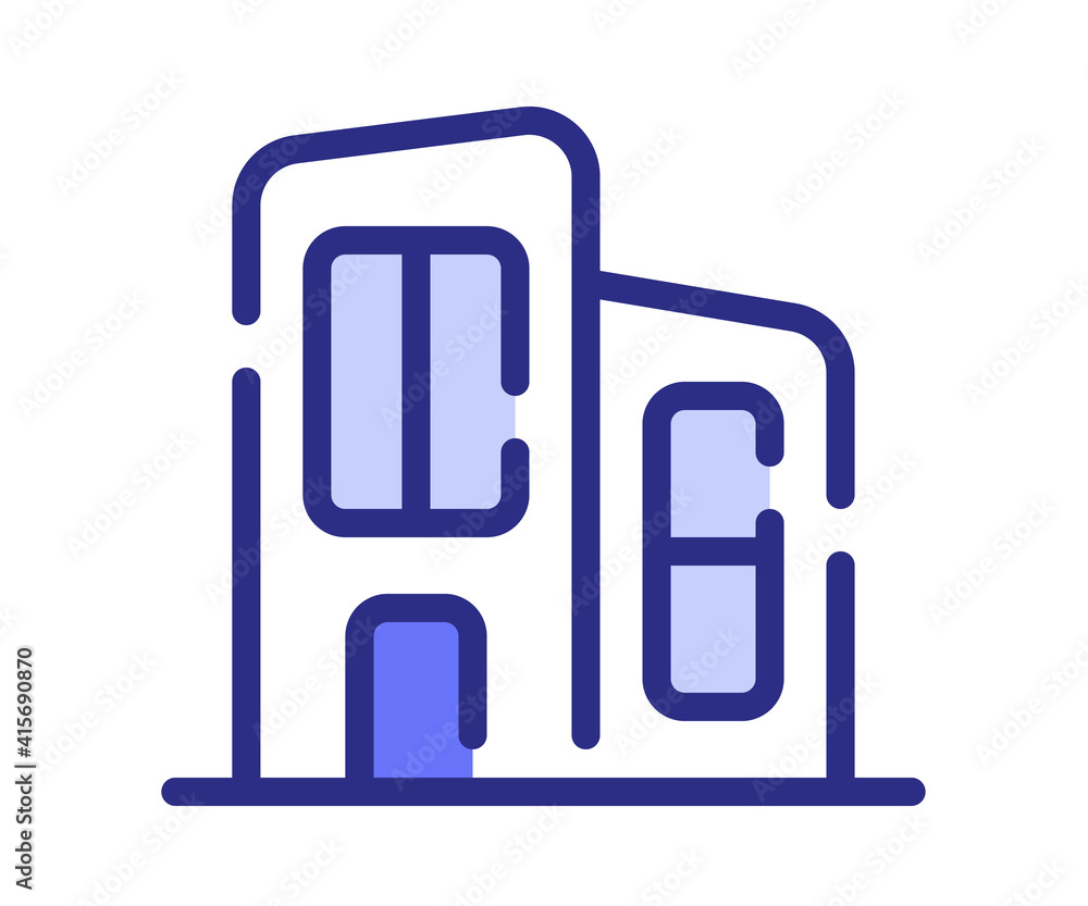 Poster office building working space single isolated icon with dash or dashed line style