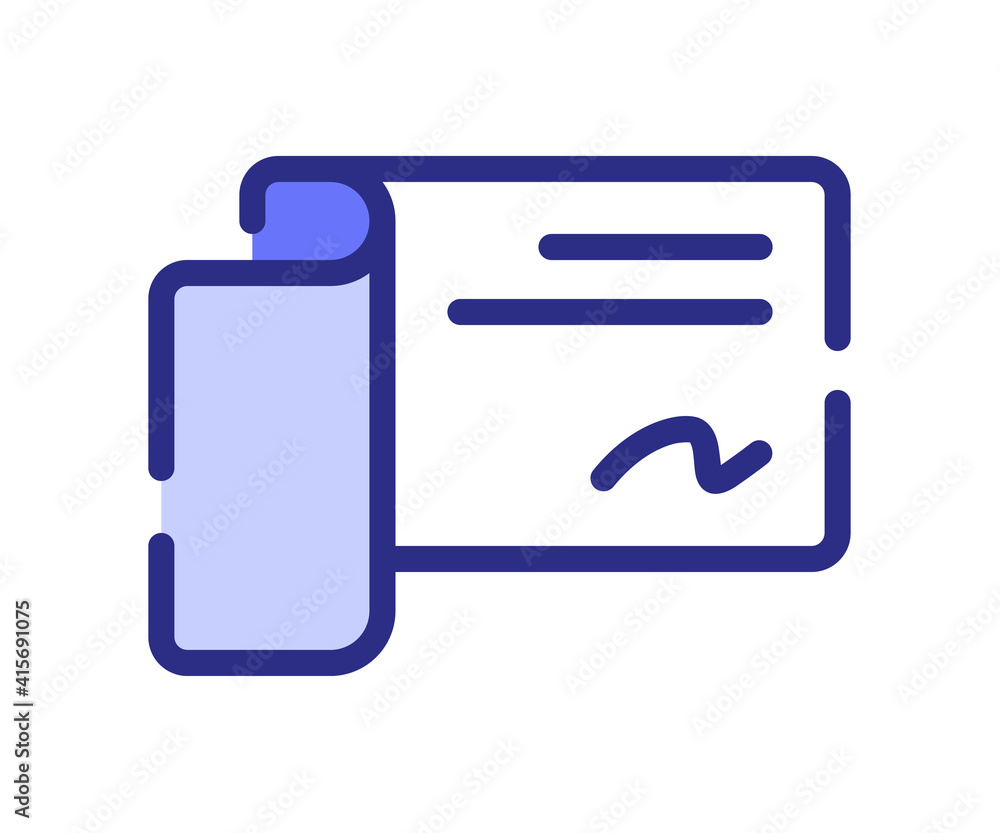 Aufkleber cheque bill invoice single isolated icon with dash or dashed line style