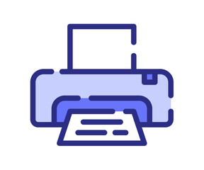 printer office print single isolated icon with dash or dashed line style