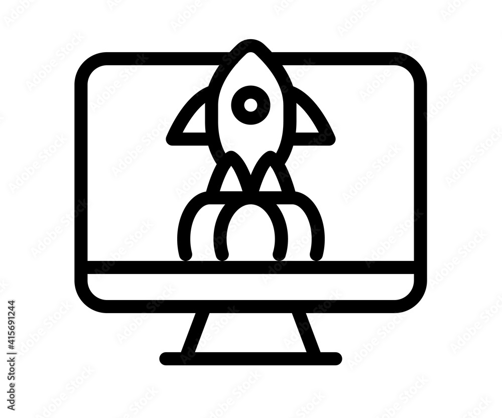 Poster desktop launch startup single isolated icon with outline line style