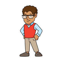 Cartoon Smart Dad Character Illustration
