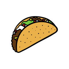 Vector Isolated Taco Cartoon Illustration