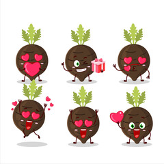Black radish cartoon character with love cute emoticon