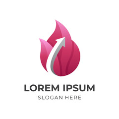 Obraz premium fire arrow logo, fire and arrow, combination logo with 3d red color style