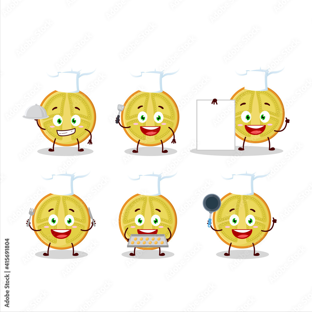 Wall mural Cartoon character of slice of lulo with various chef emoticons