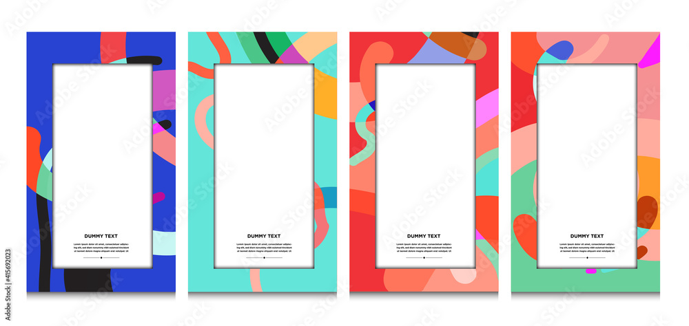Aufkleber vector colorful geometric curve frame and border background for summer
