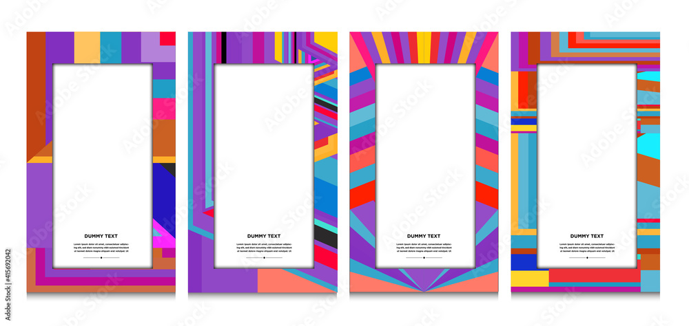 Aufkleber vector colorful geometric curve frame and border background for summer