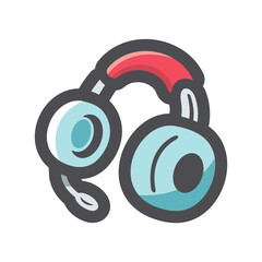 Headphones Earphones with headset Vector icon Cartoon illustration.
